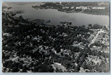 c1940's Aerial View City Of Whitehall Michigan MI RPPC Photo Vintage Postcard picture