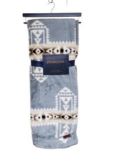 Pendleton Faux Fur Throw Light Blue Aztec Native Print 50x70