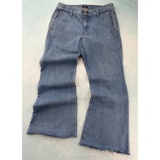 Express 70s Flare Jeans Womens 10R Light Wash Mid Rise Raw Hem Blue Denim picture