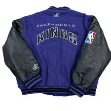 Vintage Sacramento Kings Jacket Men Medium Wool Leather Bomber Varsity 90s Wool picture