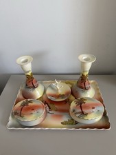 Antique Vintage 1918-30s Art Deco Victoria Czecho-Slovakia Porcelain Vanity Set picture