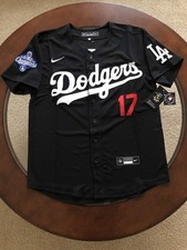 sNWT Shohei Ohtani Dodgers Men's Medium Black Away Jersey Stitched #17 picture