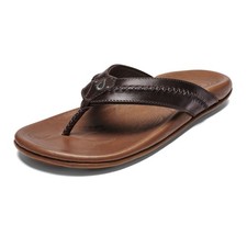 OluKai Mea Ola Men's Leather Beach Sandals Soft & Durable Flip Flops picture