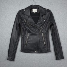 IRO Jacket Womens XS Black Tara Lamb Leather Moto Biker Zip Paris FR 34 Designer picture