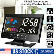 LED Digital Alarm Clock Snooze Calendar Thermometer Hygrometer Weather Display picture
