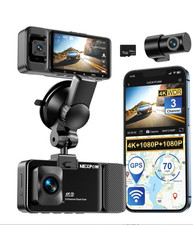 4K 3 Channel Dash Cam Front Rear Cabin, STARVIS Night Vision(Included 64G Card) picture