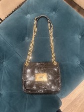 Michael Kors Snake-Embossed Flap Crossbody Shoulder Bag Black picture