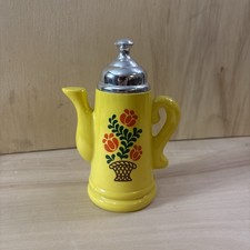 VINTAGE 70’s AVON Koffee Klatch DECANTER EMPTY Coffee Pot Floral Pattern Yellow picture