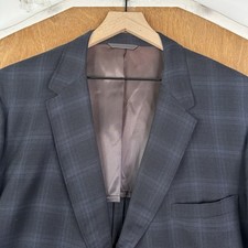 VTG Plaid Blazezr Mens 50S Gray Shadow Plaid 3/2 Roll Wool 1950s Union Coat picture