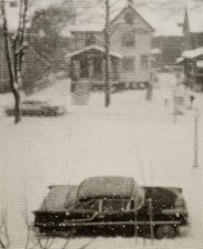 1960/72 Vintage ANSEL ADAMS Rochester House Car In Snow Street Scene Photo Art picture