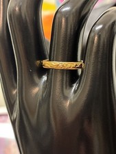 RARE Vintage 1920s Art Deco Floral Milgrain Engraved 14K Gold Wedding Band picture