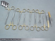SET OF 10 PCS CANINE FELINE SPAY PACK SURGICAL INSTRUMENTS KIT WITH GOLD HANDLE picture