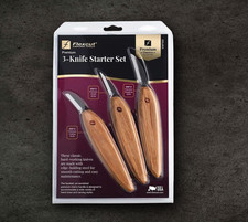 Flexcut Premium Knife Starter Set 1095 Carbon Steel Blades Cherry Wood Handles picture