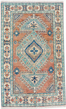 Geometric Kazak Oriental Accent Rug 3x4 Hand-knotted Wool Nomadic Style Carpet picture