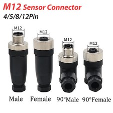 M12 Sensor Connector 4/5/8/12 Pin Male/Female Straight/Right Angle Plug 0cn PG7 picture