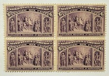 US #235a 6c red violet”Columbus Welcomed at Barcelona”Blk/4 MNH/VF; $700 SCV picture