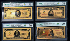 1934 Smithsonian Gold Certificate Set $100-$100K PMG 70 100mg 24K Gold x4 picture