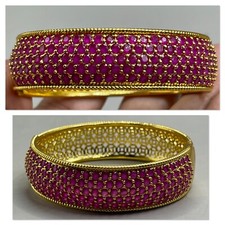 Burma 100% Vintage ruby stone old solid silver 18K Gold Gilding bracelet picture