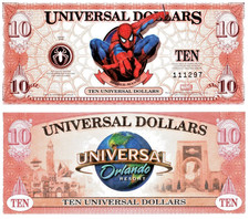 Rare, 2006 $10 Spider-Man Dollars Universal Studios, like Disney Dollars **Mint picture