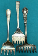 3 Pc Antique to Vintage Silverplated SARDINE FORKS - Pattern Mix picture