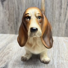 BASSET HOUND Dog Porcelain Ceramic 8 inch Figurine Japan E2413 on bottom 1965 picture