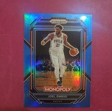 2022 23 Panini Prizm Monopoly Boardwalk Blue /15 Joel Embiid MVP Season. picture