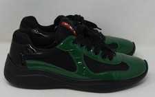 Size 6.5P (7.5US) Prada America Cup Pine Green Black Patent Leather 4E3400 picture