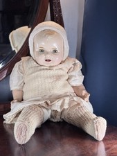 Large Chubby 25” Antique Composition Baby Doll Cloth Body, Sleepy Eyes, Teeth picture