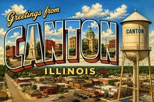 Canton ILLINOIS MODERN Postcard Large Letter Greeting 4x6 C369 picture