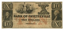 1850 Bank of Fayetteville North Carolina $10 Obsolete Note NC20-G12a (68620) picture