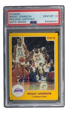 Magic Johnson Signed LA Lakers 1986 Star #2 Trading Card PSA/DNA Gem MT 10 picture