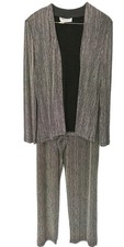 Vtg Ronni Nicole Sport Set Women M Black Stripe 2 Pc Jacket Pants Pleated Knit picture