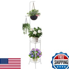 Icewogo 4-Tier Metal Plant Stand 72in Tall with Hangers - White picture
