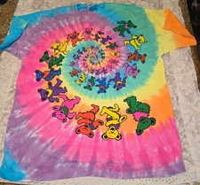 Vtg 1995 Grateful Dead Spiral Bears Tie Dye T Shirt Large NOS Deadstock Liquid B picture