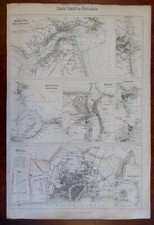 Eastern England Harbor Towns Hull Hartlepool Whitey c. 1855-60 Fullarton map picture