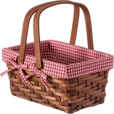 Wickerwise Small Rectangular Woodchip Picnic Baskets with Double Folding Handles picture