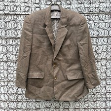 Vintage L.L. Bean Brown Herringbone Sport Coat Blazer Wool Cashmere 46R picture
