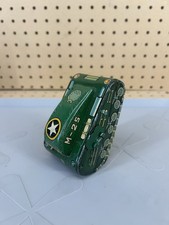 Vintage 1950s Superman Wind-Up Tin Mechanical Turnover Tank Linemar picture