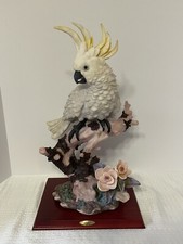 VTG Amazing Detailed Montefiori Heavy Sculpture of Large Cockatoo on Wood base picture