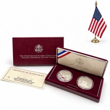US Mint 1995 Atlanta Centennial Olympic Games Two-Coin Silver PROOF Set OGP COA picture