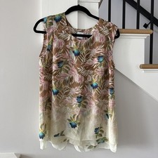 Women’s CABI #5216 Beach Club Parlor Top Tropical Orchid Floral Print Sz S EUC picture