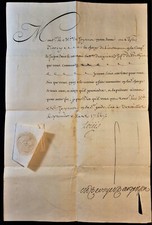 LOUIS XV LETTER TO JEAN AARMAND DE JOYEUSE - Infantry Regiment de Ponthieu 1744 picture