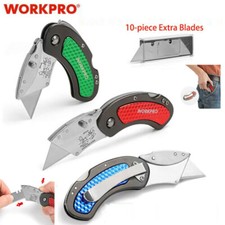 WORKPRO 3Pcs Folding Utility Pocket Knife Set Quick Change Blade 10 Extra Blades picture