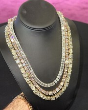 Emerald Cut MOISSANITE Tennis Chain Necklace 4/6 mm 22