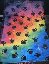 Rainbow Dog Paw Print Fleece Blanket (70x90) picture