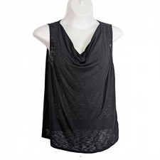Ellen Tracy 2X Sheer Sleeveless Top Drape Neck Goth Career Office Evening Y2K picture