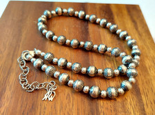 Carolyn Pollack American West Sterling Silver Stamped Bead Necklace  16 In 925 picture