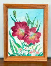 Vintage Floral Oil Painting Original Still Life Framed Signed Canvas Board Art picture