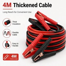 Share Car Battery Jumper Cables 4M Heavy Duty Copper Jump Start Booster Cable picture