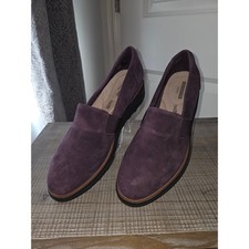 Clark's Sharon Tori Purple Suede Wedge Comfort Loafer OrthoLite Size 9M NIB picture